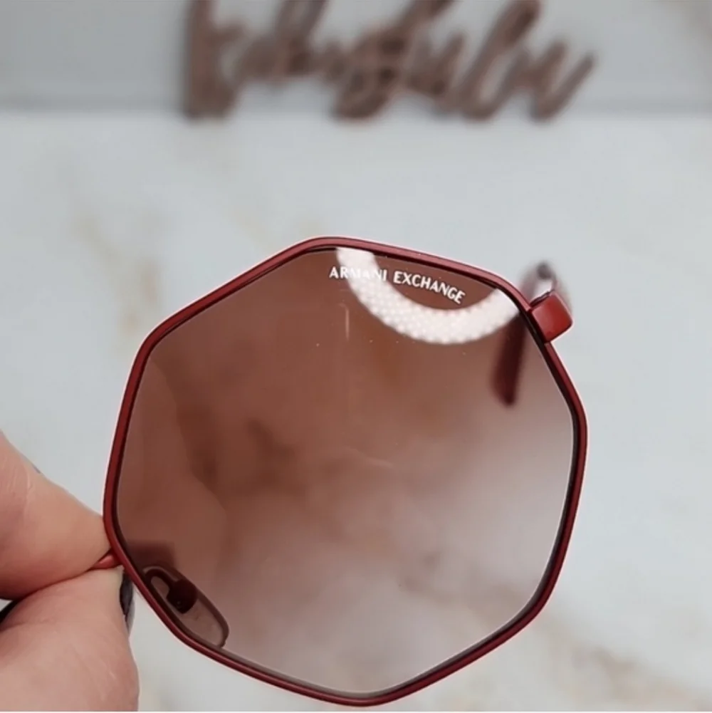 Armani exchange Geometric exagonal metal mate Raspberry pink sunglasses New